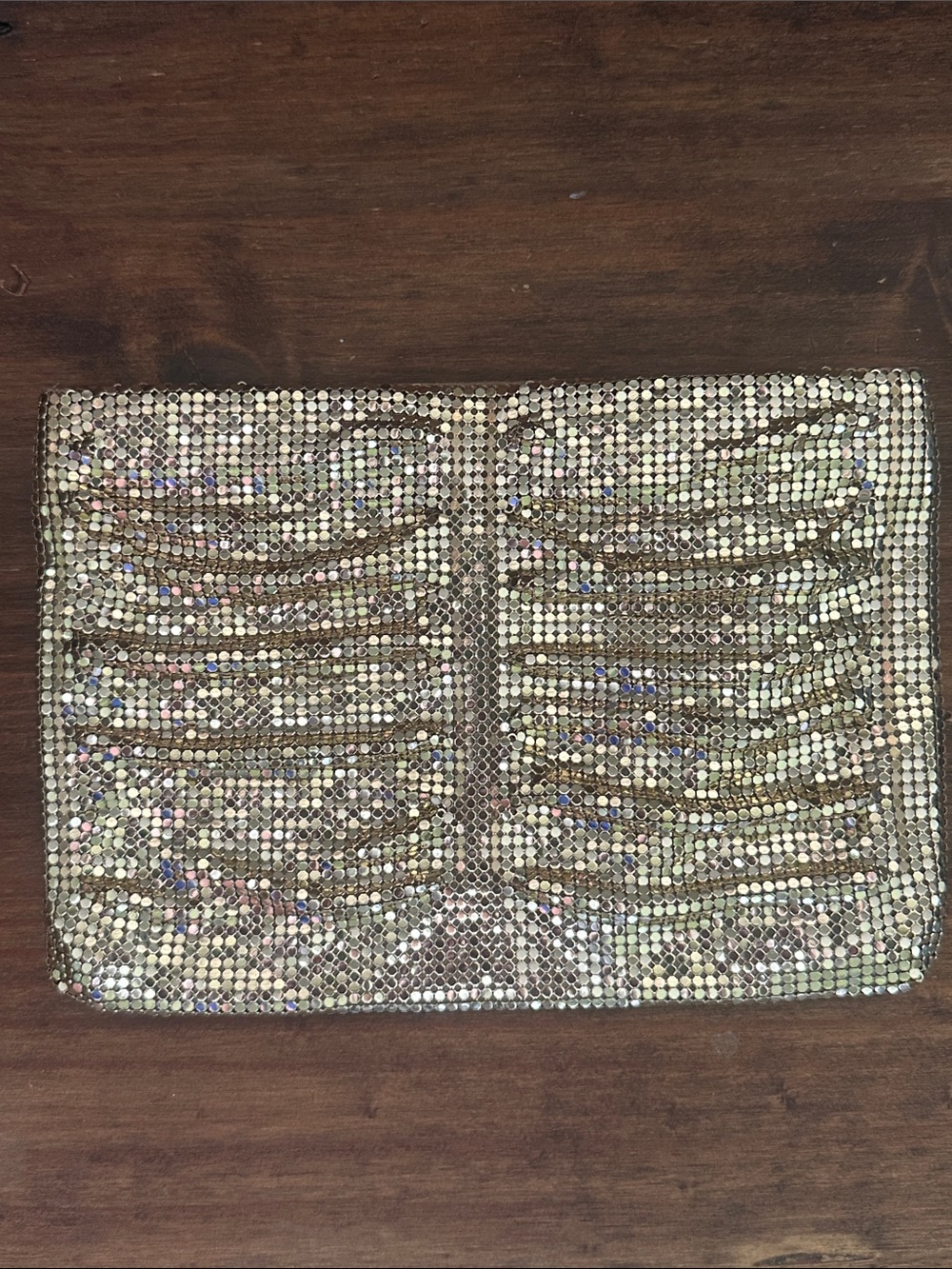 Whiting & Davis Gold Sequin Evening Clutch